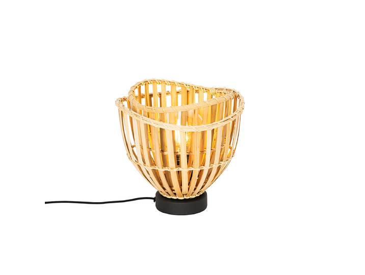 Lampe de table orientale noire avec bambou naturel - Pua