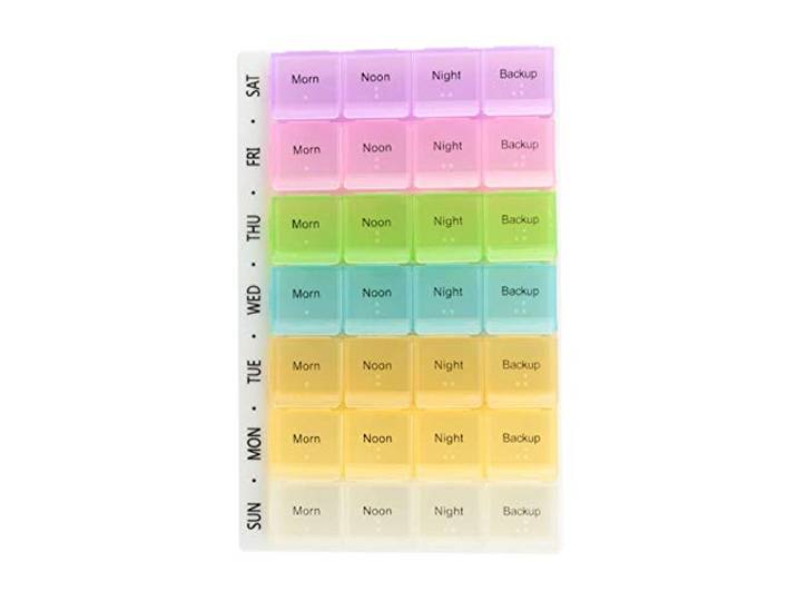 XL Pillendoos / Medicijn Box met 28 Vakjes voor 4 Dagdelen - Week Pillendoos - Medicijnen Medicatiedoos 7 Dagen met 4 Compartimenten - Ochtend / Middag / Avond / Backup - Medicijnbak / Medicatie pillen organizer opbergdoos - Decopatent