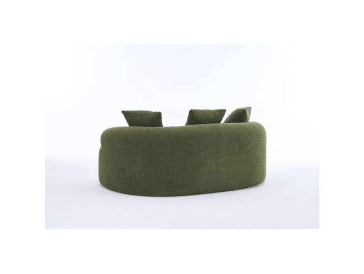 AESVAR canapé 2 places modulable courbé contemporain en chenille verte 3 coussins sans montage