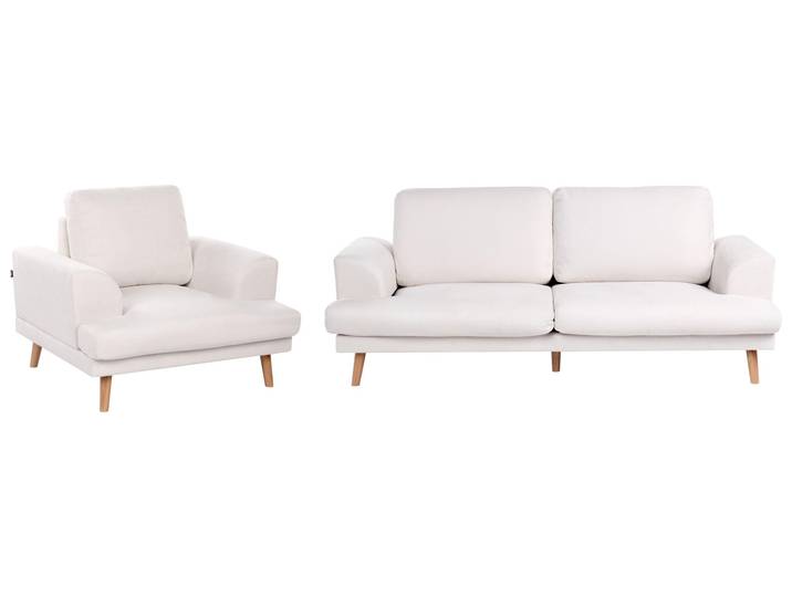 BELIANI Sofa Set Hellbeige Stoff 4-Sitzer Sessel und Sofa Wohnzimmergarnitur Modernes Elegantes Design Couch für Wohnzimmer