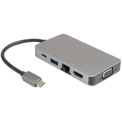 MicroConnect USB Type C Mini Dock (USB-C, 4 Ports), Dockingstation + USB Hub, Silber, Grau