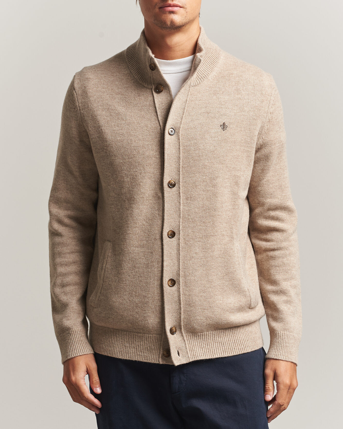 Morris Hertford Button Cardigan Khaki men M Beige