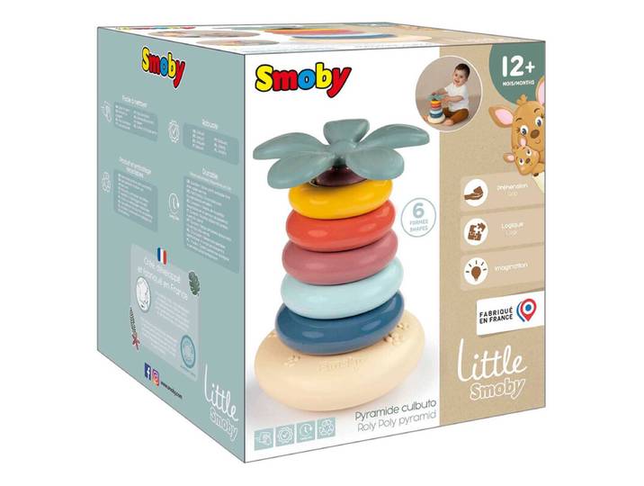 Little Smoby - Pyramide Culbuto - 5 Anneaux à Empiler - Jeu de Bascule - Apprentissage des Couleurs et Coordination des Gestes - A Partir de 12 Mois - Fabrication Française