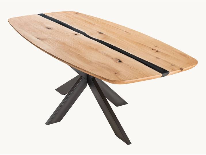 Tisch Aresina ovalis - X-Form gedreht - 100x180 cm
