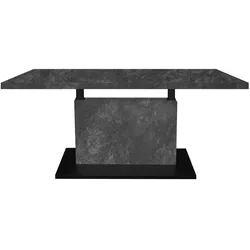 COUCHTISCH Höhenverstellbar Else 3 120x56x70 Holz Keramikoptik Grau