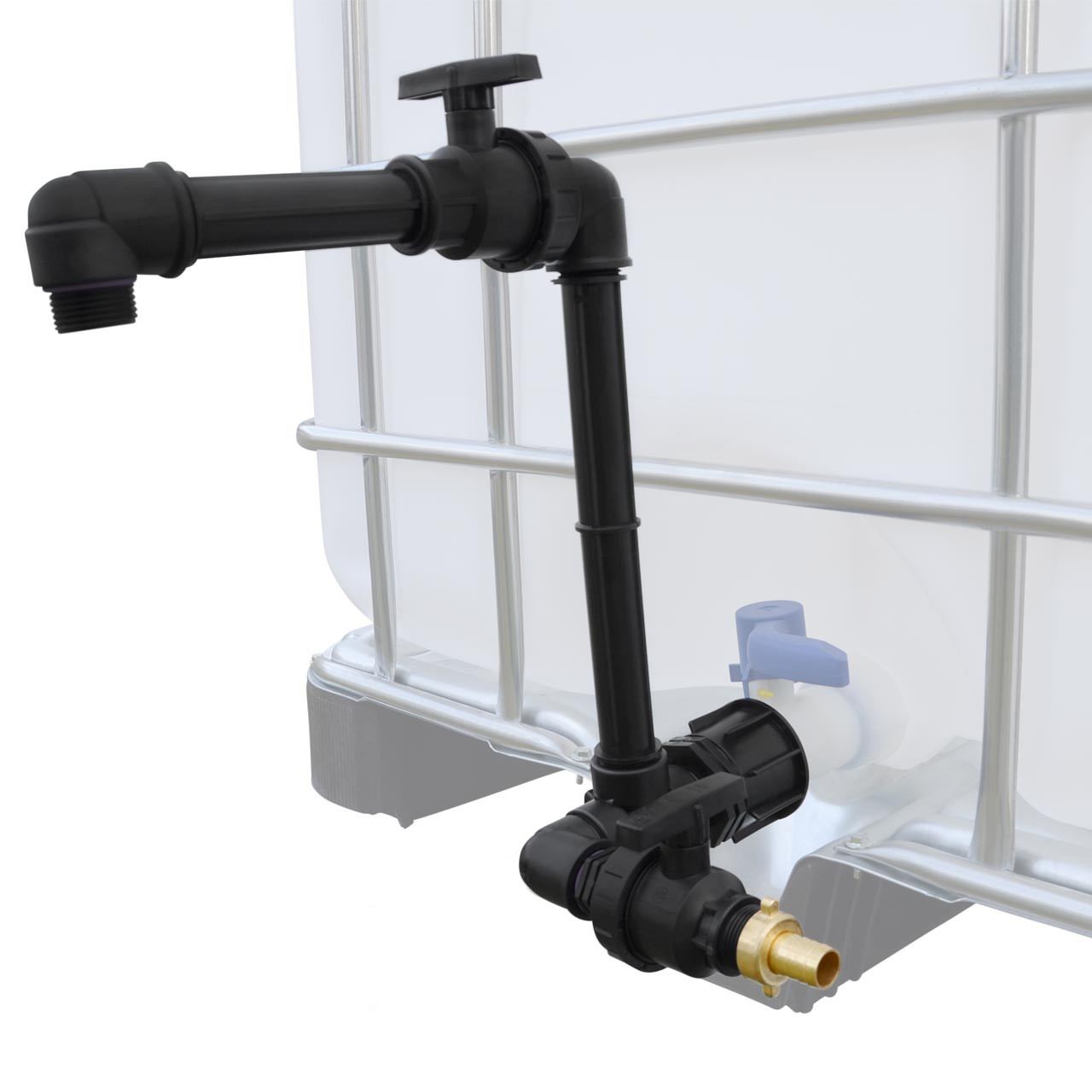 REKUBIK IBC Adapter S60x6 - 1" Kugelhahn Schwanenhals + Ablasshahn