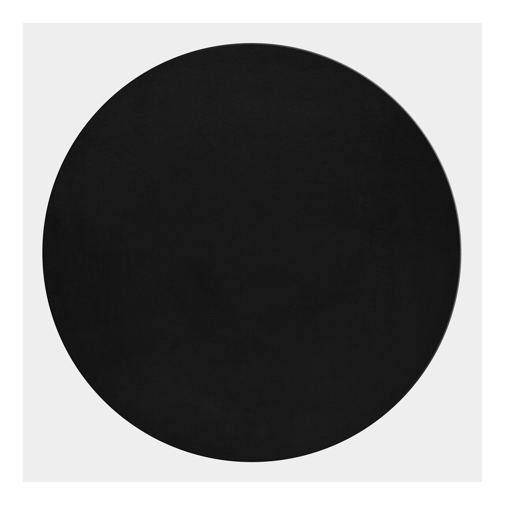 Kurzflorteppich Waschbar NECKAR, einfarbig, Schwarz, Ø 120 cm