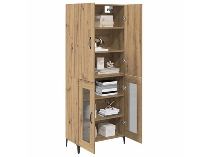 KTHLBRH Sideboard Eiche handwerklich 69,5 x 34 x 180 cm Mehrschichtholz, 4 Einlegeböden, 2 Türen, Wandmontage, großer Stauraum für Wohnzimmer