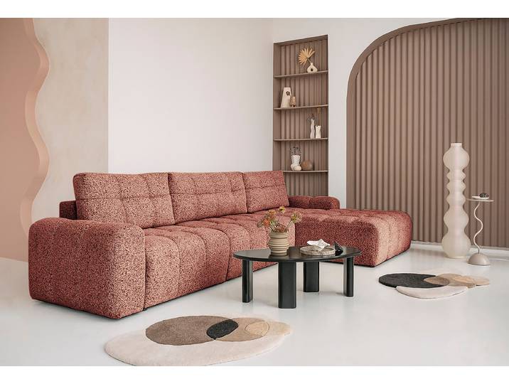 Ecksofa mit Schlaffunktion 364 cm Rot Strukturstoff Purna 364 x 94 x 184cm Ausrichtung rechts Modern