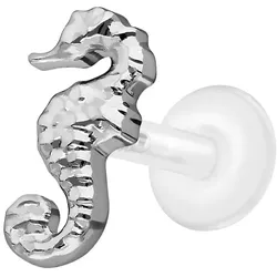PTFE Labret mit Innengewinde + Titan-Aufsatz SEEPFERDCHEN