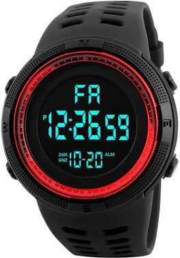 ModernMart Tactical Digital Sports Watch For Men Waterproof LED Multifunction Military Style Watch red
