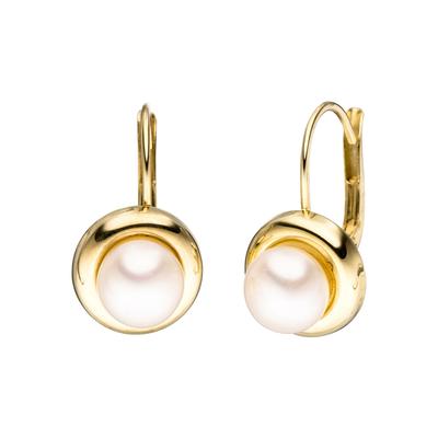 Perlenohrringe JOBO, gold (gelbgold 333), Ohrringe, Damen, Gelbgold 333 Perlen, Gelbgold 333, Perlen, rund 333 Gold mit Süßwasser-Zuchtperlen