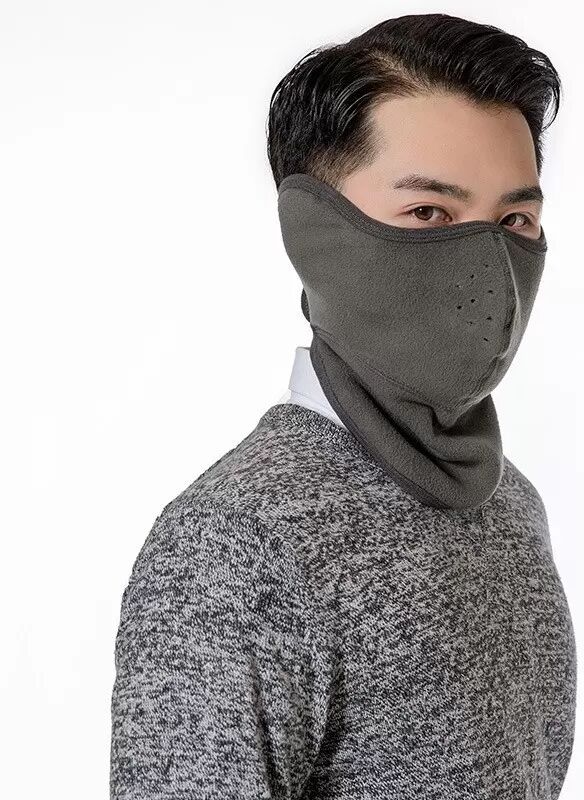 INF 3-in-1 Fleece Outdoor Kälteschutz Gesichtsmaske, Unisex Fahrradmaske Grau