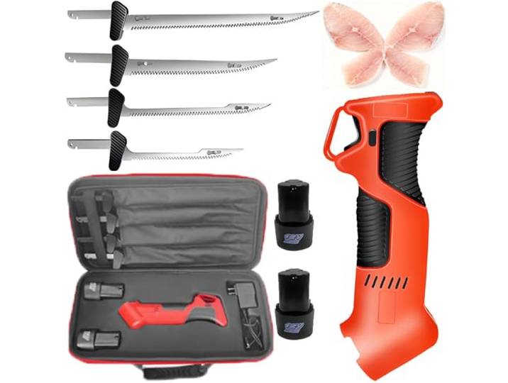 smafoseedding Kabelloses Elektrisches Filetiermesser – Fischfiletiermesser Mit 4 Klingen, Rutschfestem Griff Und Sicherheitsverriegelung Zum Angeln, Filetieren Und Für Outdoor-Aktivitäten