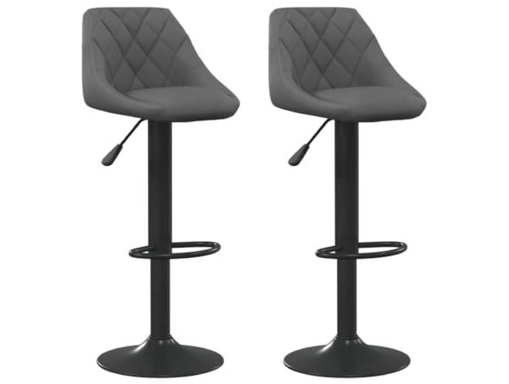 POUFGDR Barhocker, 2-teilig, Velours, dunkelgrau, drehbar, verstellbar Weicher Samt, robuster schwarzer pulverbeschichteter Stahl, Gashebefunktion, Drehsitz, max. Belastung 110 kg