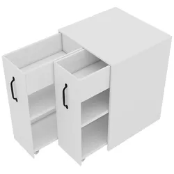 MODFU Mobiles Regal aus Spanplatte Weiß, 52 x 50 x 75 cm, seitenwechselbar