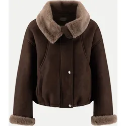 Aviator-Jacke in Wildlederoptik mit Teddykragen Braun 42