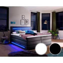 meise.möbel »Lights« Boxspringbett inkl. Bettkasten 140x200 cm / schwarz / 7-Zonen-Tonnentaschenfederkern inkl. Topper