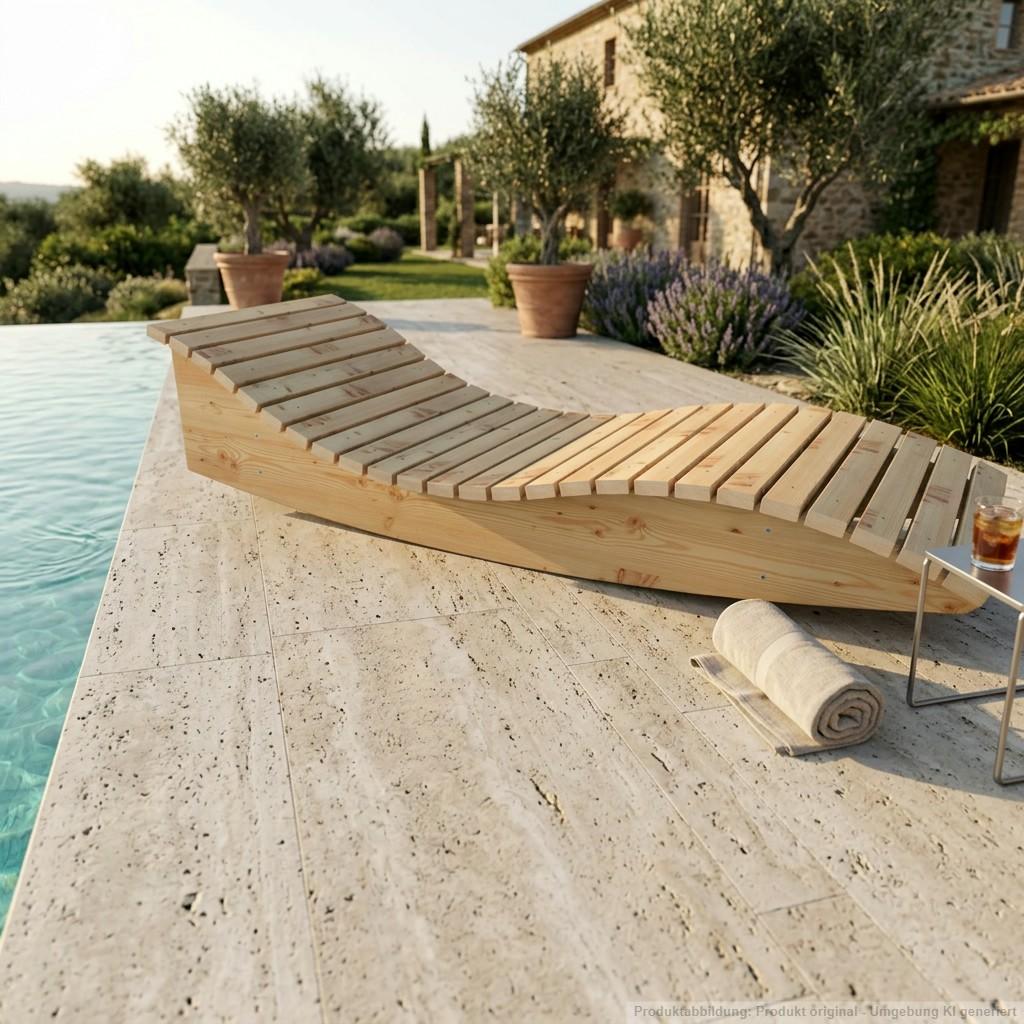 Holzliege Wellenliege Gartenliege Himmelssofa "Pool-Moni" (Lärche) 70cm