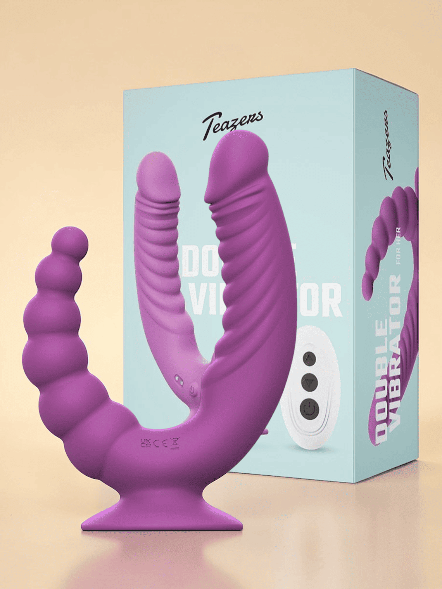 Teazers Vibromasseur Double avec Ventouse et Télécommande - Violet