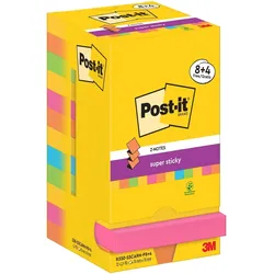 Post-it Haftnotiz Super Sticky Z-Notes Carnival Collection Promotion 90 Blatt ultragelb, powerpink, limonengrün VE=6x12 Blöcke