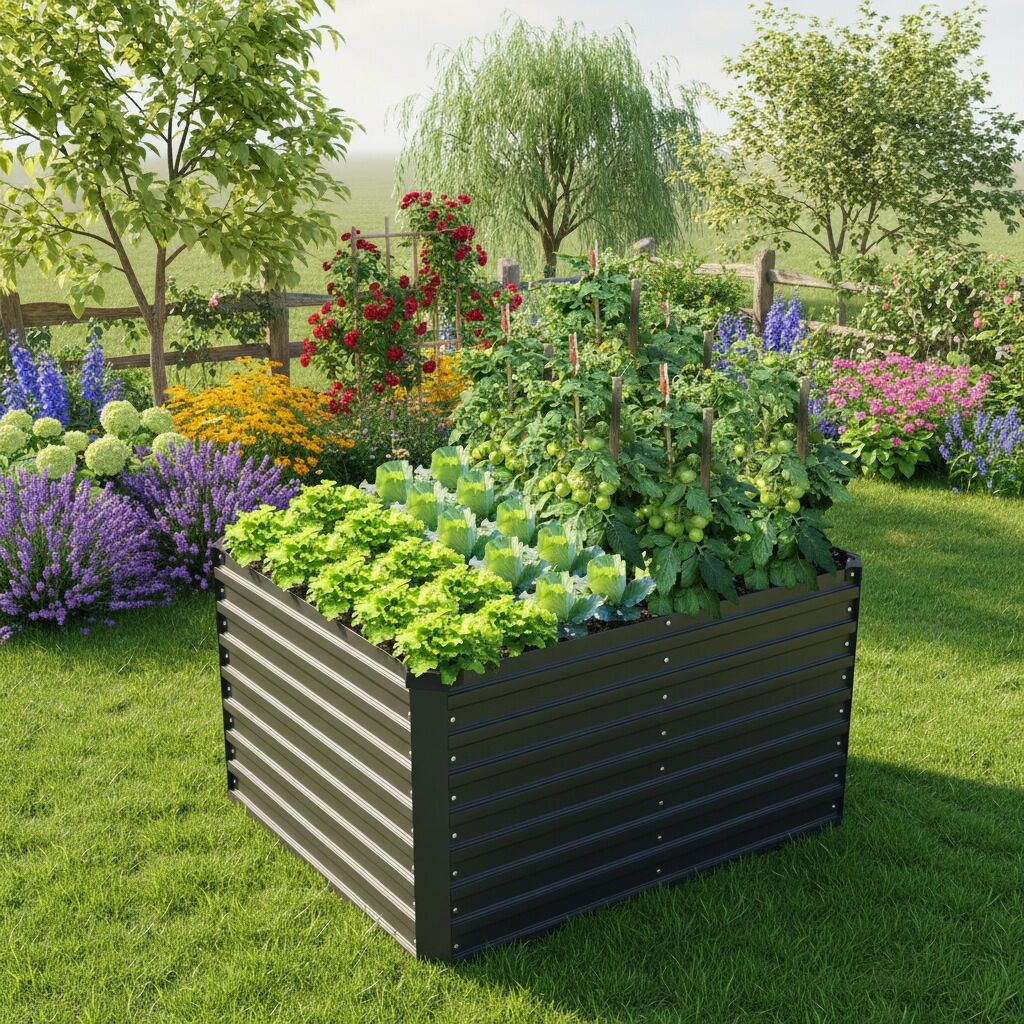 Hochbeet KONIFERA "Emmy", bodenloses Gartenbeet aus verzinktem Stahl", grau (anthrazit), B:100cm H:60cm T:80cm, Stahl, Pflanzgefäße, mit Verstrebungen für mehr Stabilität, in zwei Farben