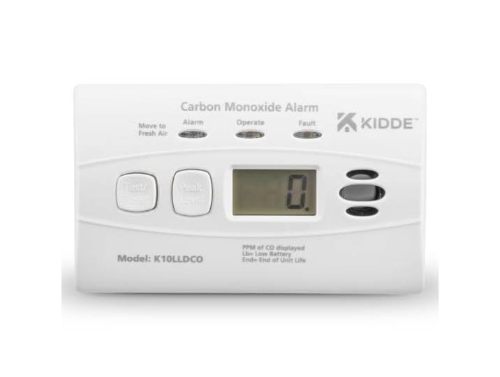 Kidde 10LLDCO Koolmonoxide-alarm, digitaal display met verzegelde accu, standaard alarm