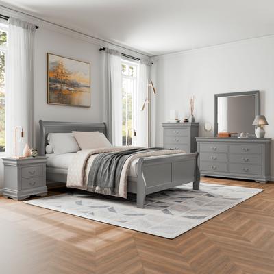 Furniture of America Mayday Traditional Solid Wood 6-Piece Sleigh Bedroom Set