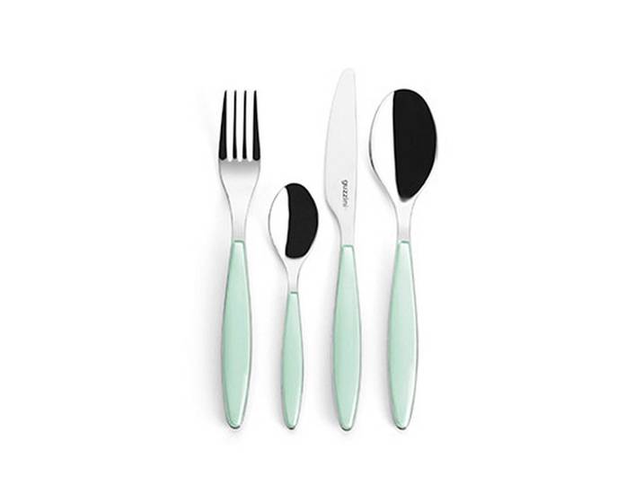 Guzzini Besteckset Feeling, Hellgrün, Metall, Kunststoff, 24-teilig, Made in Italy, lebensmittelecht, Essen & Trinken, Besteck, Besteck-Sets