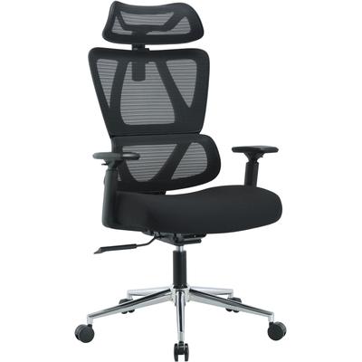 Drehstuhl OTTO HOME "Andora, moderner ergonomischer Schreibtischstuhl", schwarz (schwarz, silber), B:73cm H:117cm T:73cm, Stühle, Drehstuhl, verstellbare Armlehne & Kopfstütze, Lendenwirbelstütze