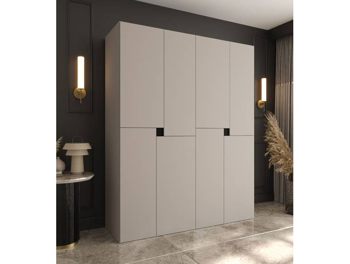 Drehtürenschrank Kaschmir 8 Drehtüren 6 Fächer 2 Kleiderstangen Kleiderschrank 180 x 52 x 203 cm hochwertig Verarbeitet Soft-Close