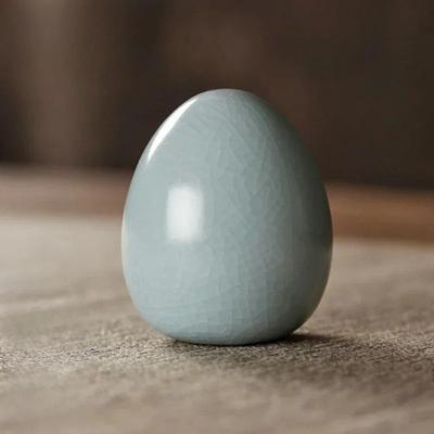 Uplift Essentials "Artisanal Ru Kiln ""Crackled"" Egg Tea Pet tea Egg"