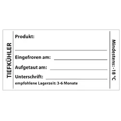 250 LabelLord Etiketten 37 mm x 64 mm weiss Tiefkühler, abwaschbar