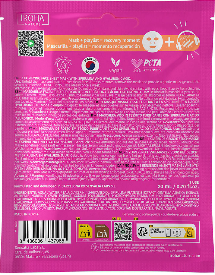 Iroha Nature Post Workout mascarilla facial 1 u