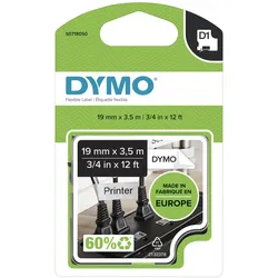 DYMO® Original D1-Schriftband "Hochleistung" für LabelManagerTM 19mm x 3,5m - flexibles & reissfestes Nylon, permanent haftend - schwarz auf weiss