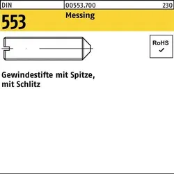 Gewindestift DIN 553 Schlitz/Spitze M3x 4 Messing 100 Stück