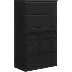 KOMMODE NUDO 70/124,5/39cm mit 5 Schubladen Türen Schwarz