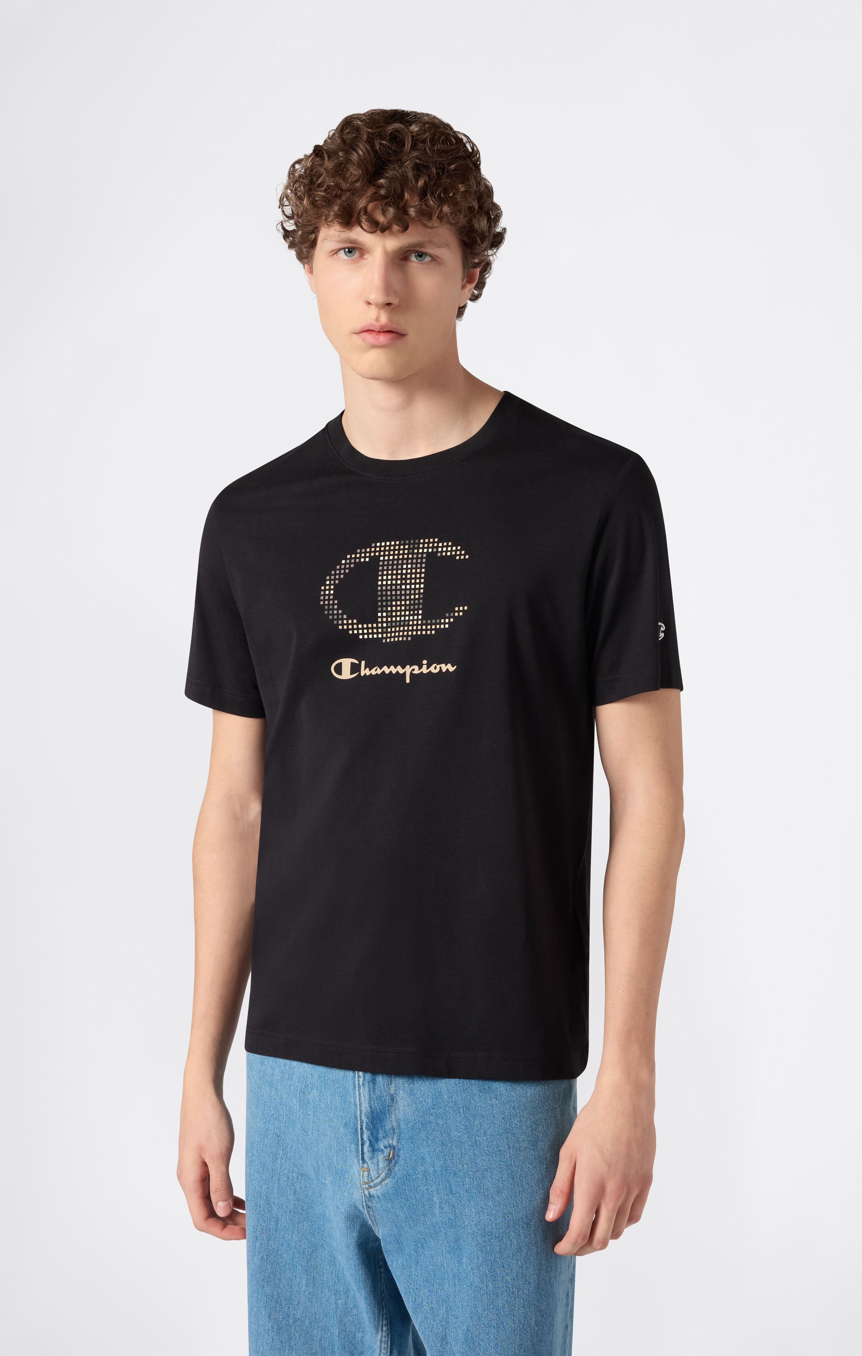 T-Shirt CHAMPION "Graphic T- Shirt", Herren, Gr. S, schwarz (nbk), Obermaterial: 100% Baumwolle, Shirts T-Shirt, aus Baumwolle, für Erwachsene geeignet nbk S