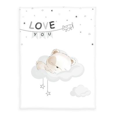 Klaus Hering 1440226014 - babybest® Microfaserflausch-Decke, Sleeping little bear, 75x100 cm