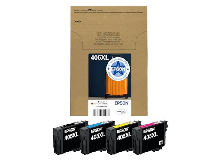 Epson 405XL Suitcase High Yield Genuine Multipack\, 4-Colours Ink Cartridges\, DURABrite Ultra Ink