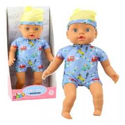 Lean Toys Babypuppe Blaue Kleidung mit Mustern Mütze mit Ohren 31cm (66652540)
