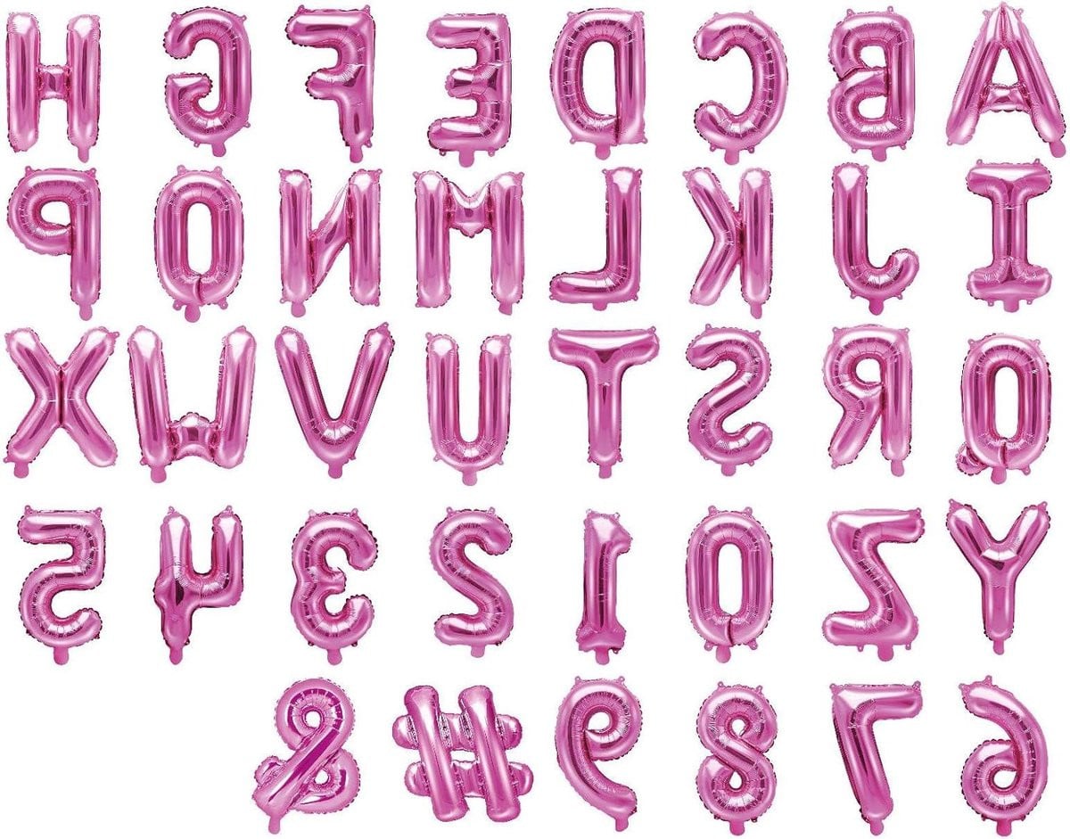 Roze Folie Ballon Cijfer of Letter voor Feestdecoratie - 35 cm