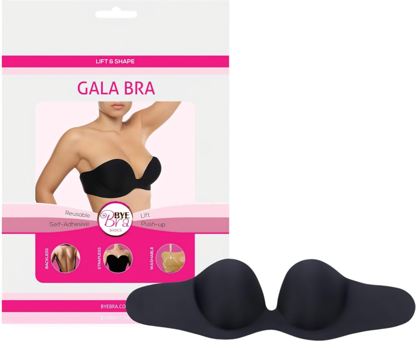 Bye Bra Gala A - Invisible Push-Up Bra (Black)