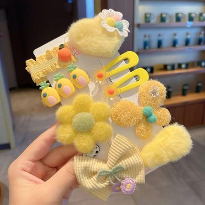 Uplifted Finds Plush Cartoon Animal Hair Clip Sweet Autumn Winter Side Headdress For Women & Girls a Yellow Set