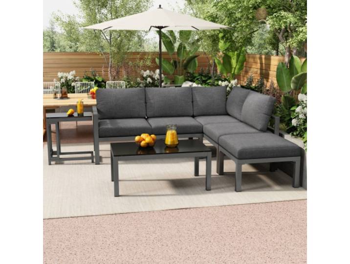Ensemble de jardin extérieur – salon d'angle pour 4-5 personnes tables d'appoint et de salon mobilier résistant aux intempéries