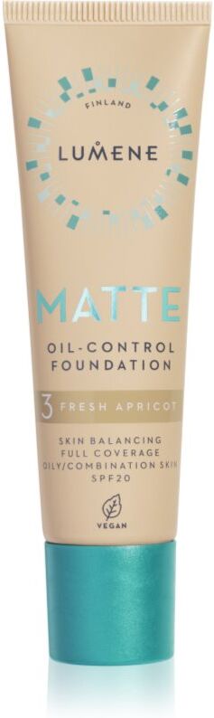 Lumene Matte Oil-Control Matterende foundation SPF 20 Skygge 3 Fresh Apricot 30 ml