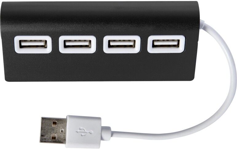 Hub USB personnalisé 4 ports en aluminium Leo noir