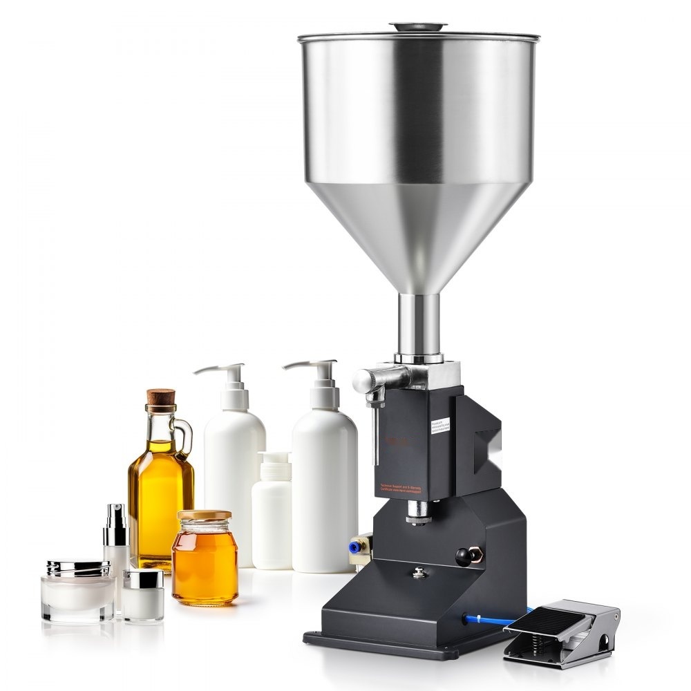 Abfüllmaschine - Manuell 5-50ml - Flüssigkeitsabfüllmaschine aus Edelstahl 304 - Lebensmittelecht - Kompatibel mit Silikon PTFE - 500-W-Luftkompressor - Zum Abfüllen von Honig, Öl, Essenz