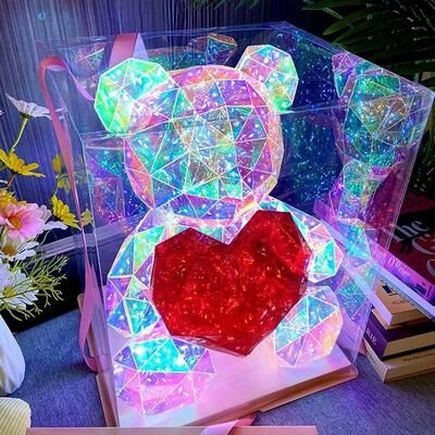 Uplift Essentials Radiant Galaxy Teddy Bear Mood Lamp pink