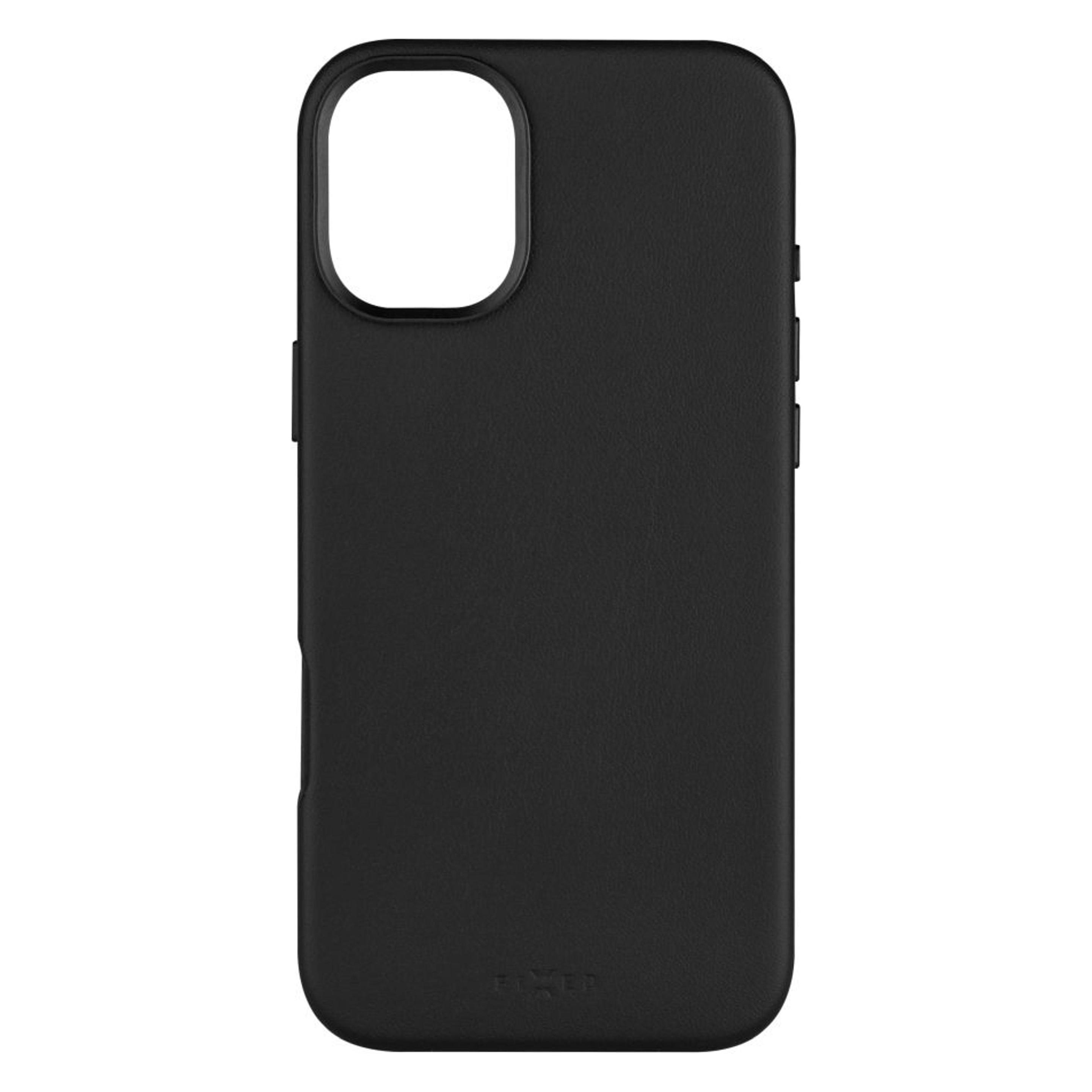 Fixed Fixiertes MagLeather | Rückseite | Apfel | iPhone 16 Plus | Leder | Schwarz (Apple iPhone 16 Plus) (FIXLM-1401-BK)